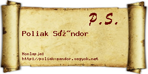 Poliak Sándor névjegykártya